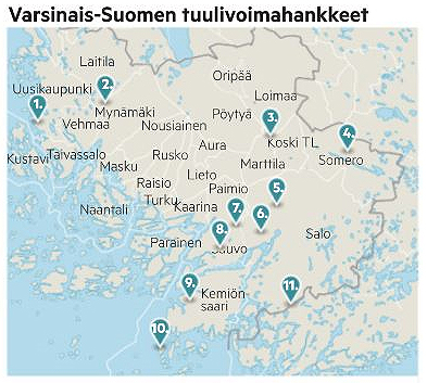 Kriittisyys ajaa tuulivoimatoimijat Varsinais-Suomesta