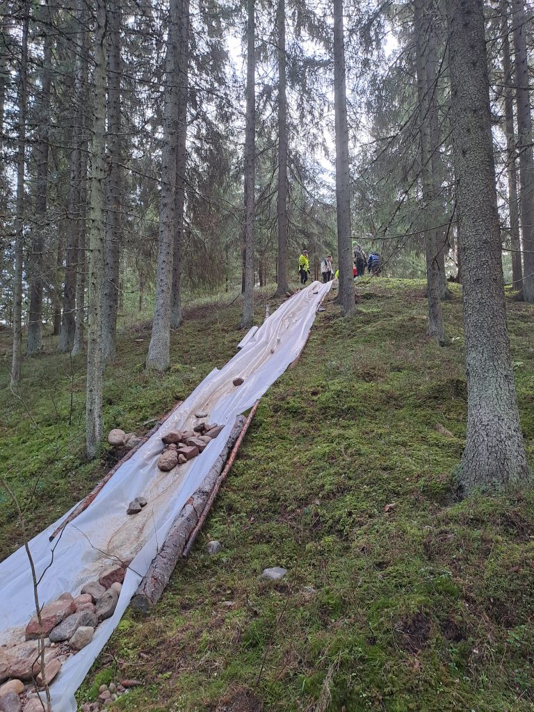 Kiviliukumäki metsässä.